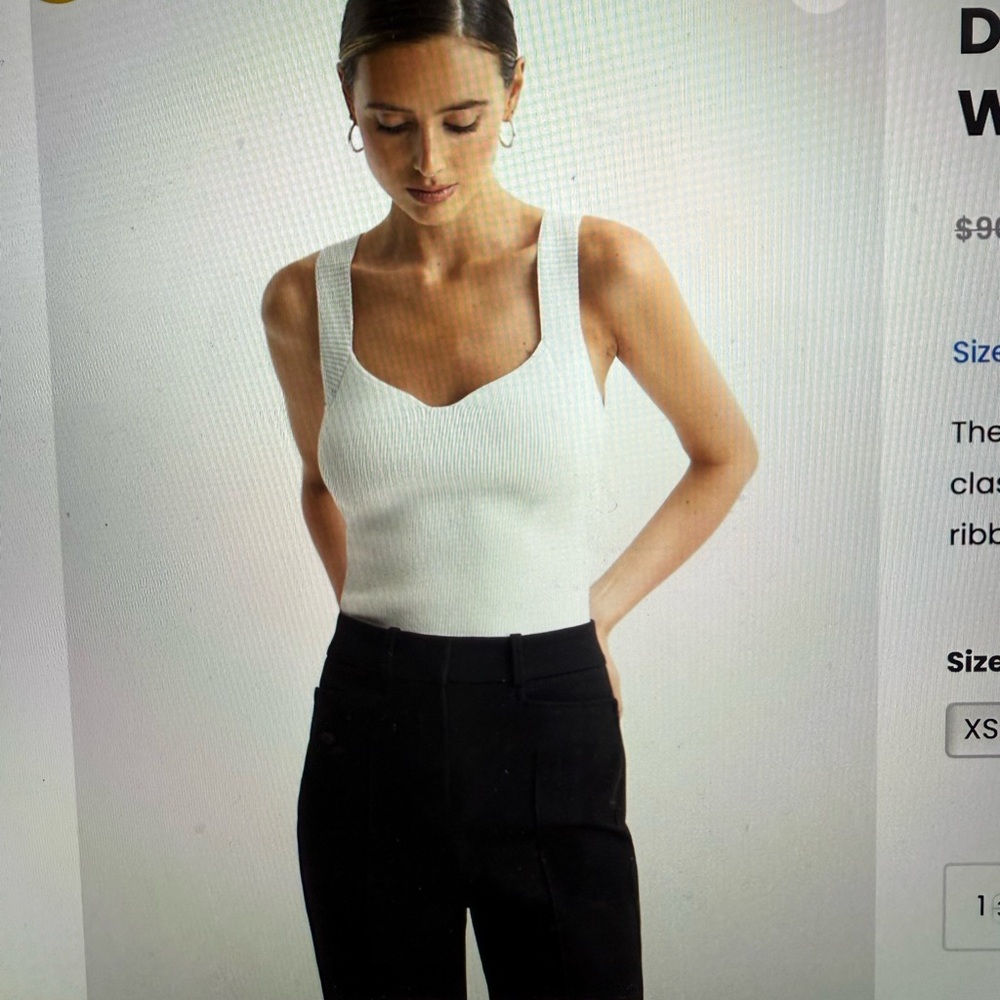 Reiss Cream Ribbed Knit Top